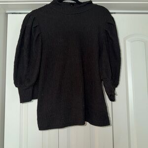 SHEIN Black Puff Sleeve Knit Top